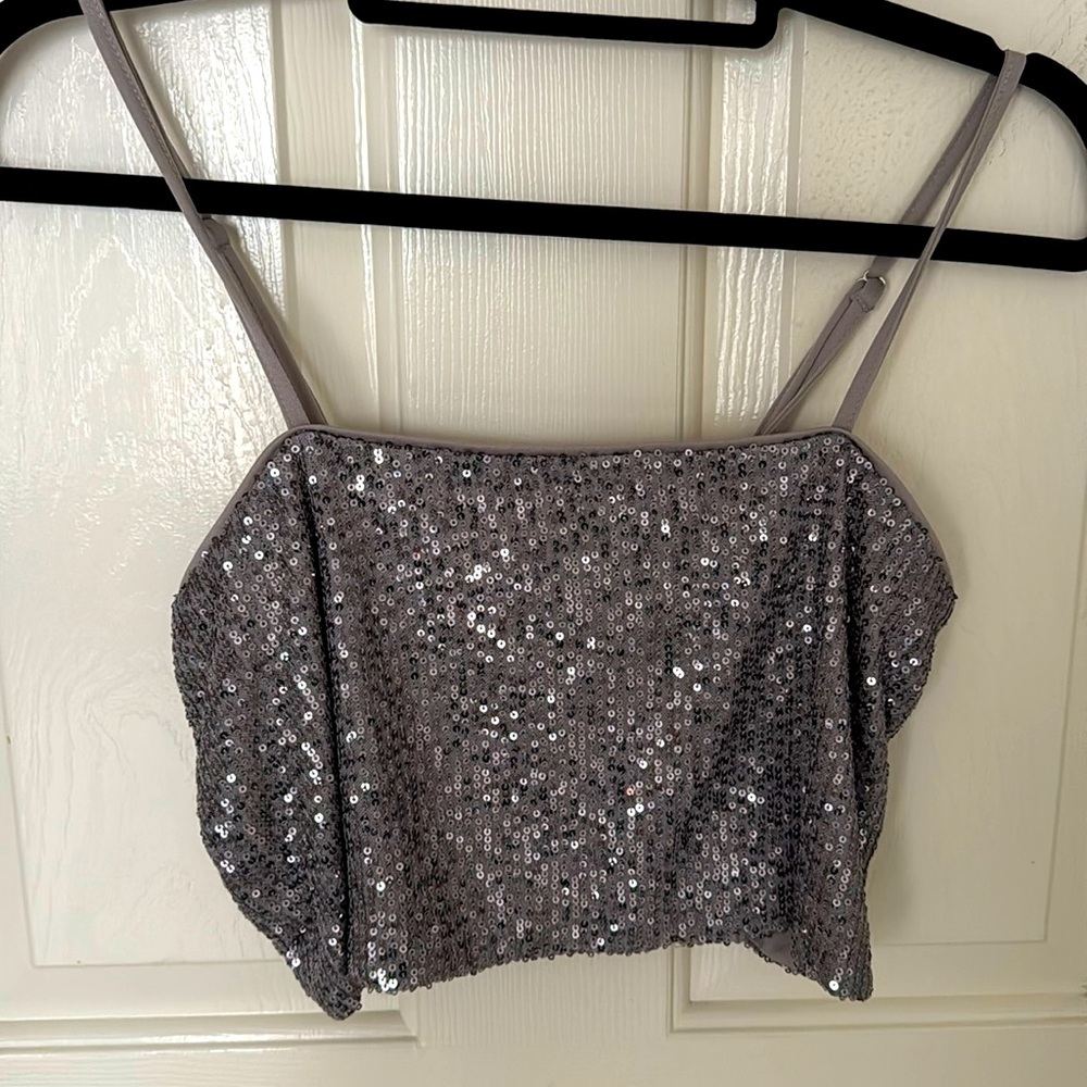 Forever 21 sequined crop top halter